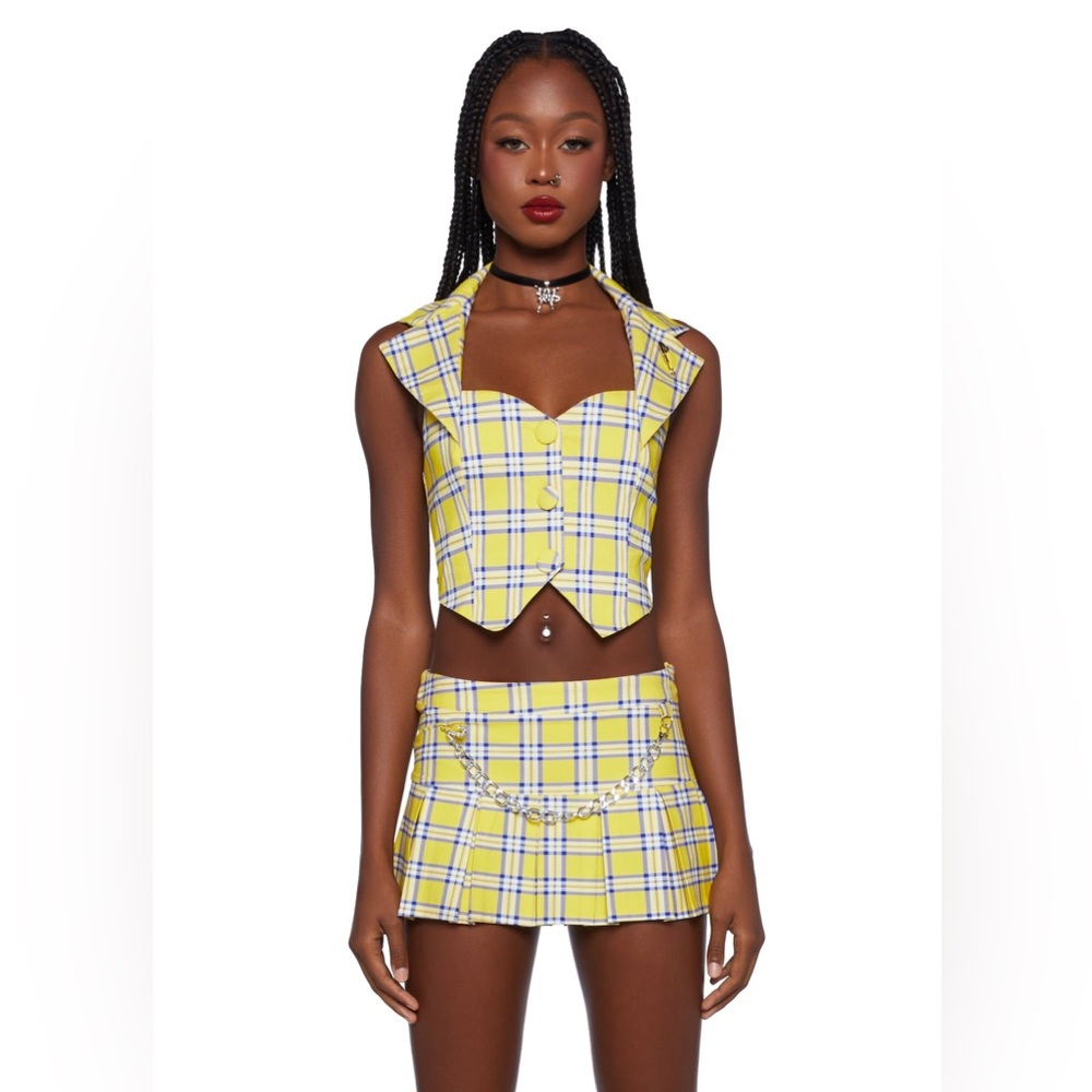 Dolls Kill x Clueless As If Plaid Halter Vest size medium